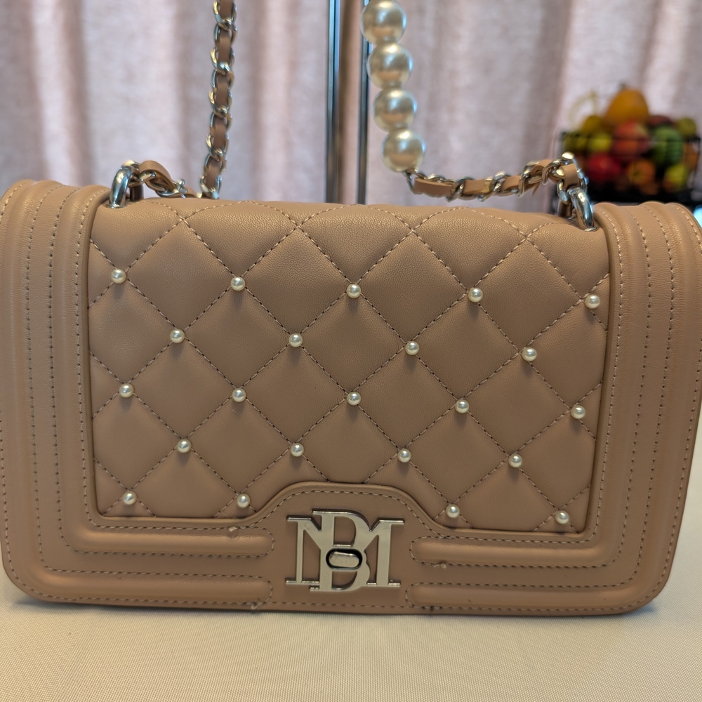 Badgley Mischka Blush Pink Quilted Crossbody Bag